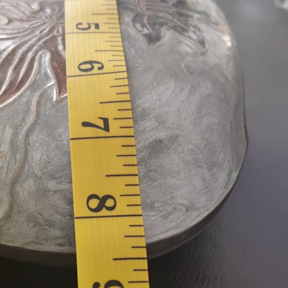 Vase designed of enamel over solid Brass. Fall leaves design both sides.Oblong - Picture 7 of 9